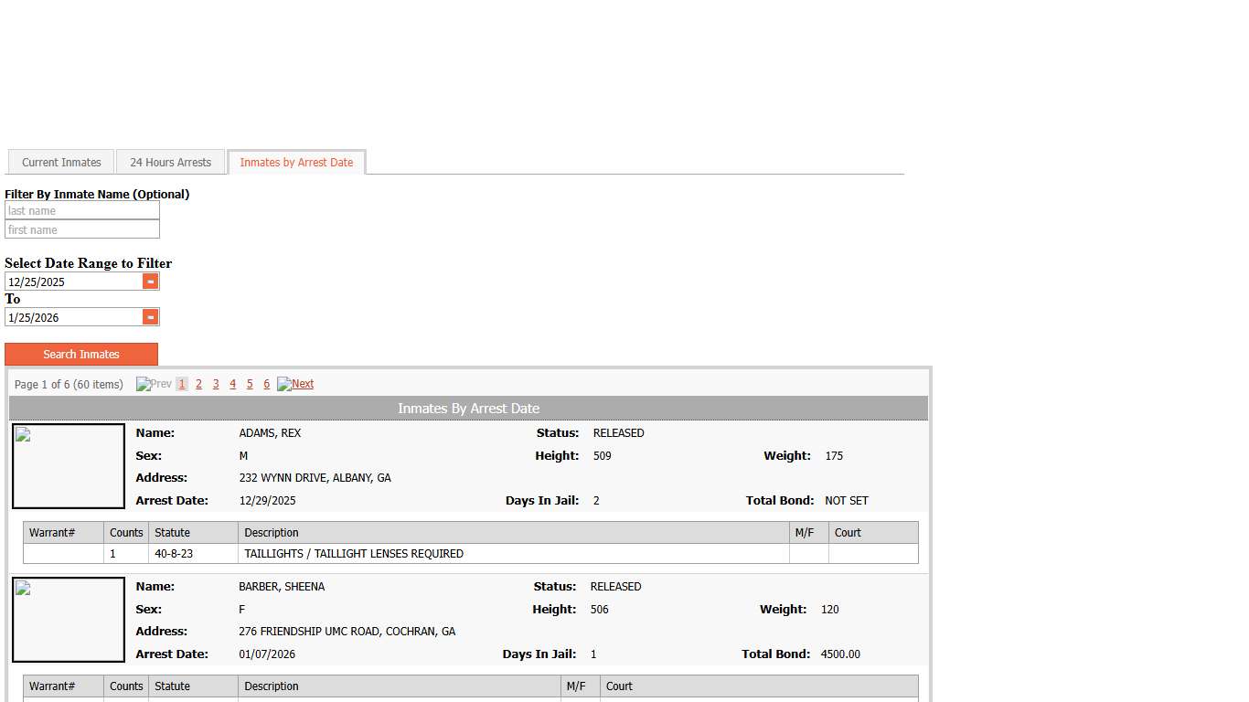 Inmates by Arrest Date